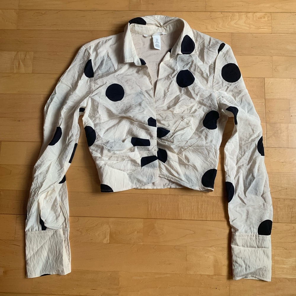 Ruffled button down crop top